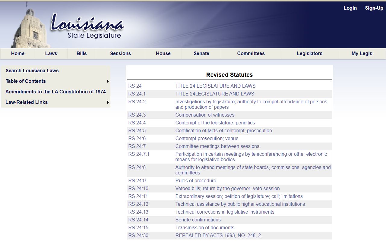 East Baton Rouge Parish public records Louisiana Public Records Law table of contents